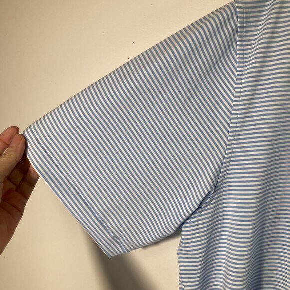 Mens‎ Peter Millar Summer Comfort Polo Shirt Striped 2XL Blue White - Picture 4 of 8
